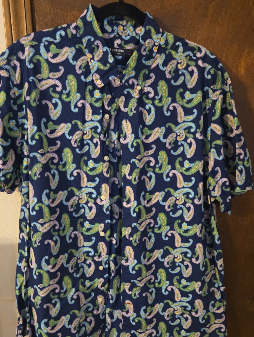 Daniel Cremieux Navy Paisley Short-Sleeve Button-Down
